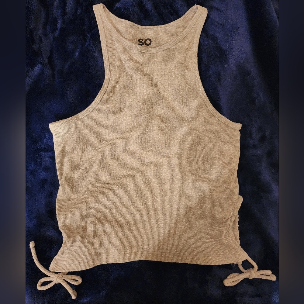 Gray Cropped Ruched Tank Top (Size L)